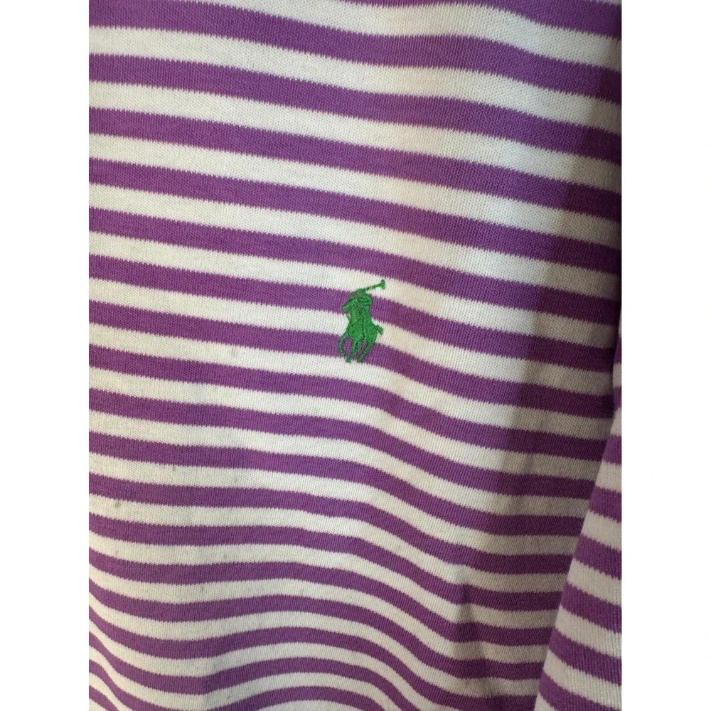 Polo Ralph Lauren Men's Purple Striped Short Sleeve Pony Logo Polo Shirt Size XL